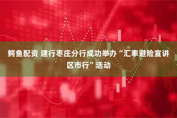 鳄鱼配资 建行枣庄分行成功举办“汇率避险宣讲区市行”活动