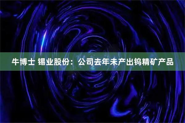 牛博士 锡业股份：公司去年未产出钨精矿产品