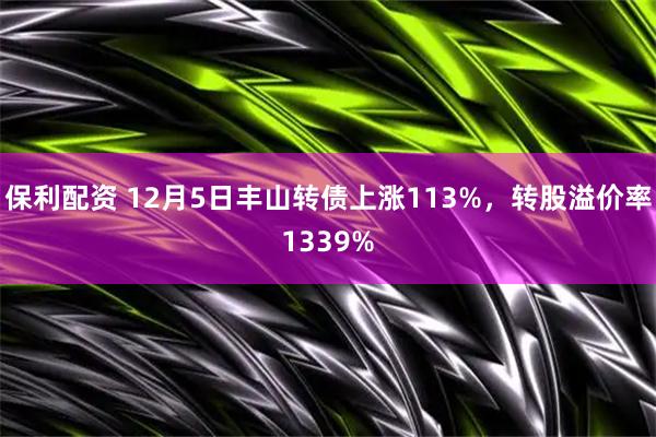 保利配资 12月5日丰山转债上涨113%，转股溢价率1339%